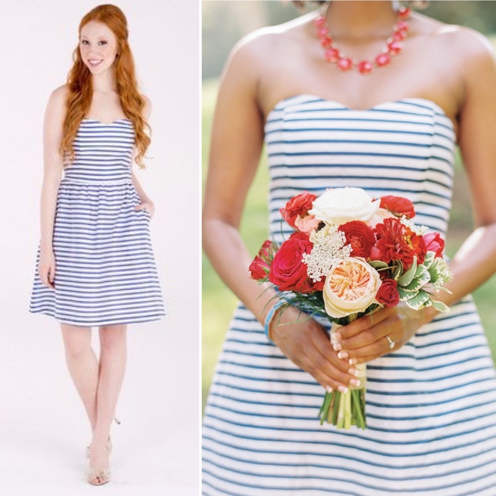 🆕 LulaKate Bridesmaid Dress in Navy Garden Stripe
